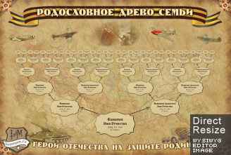 Победное генеалогическое древо с большим числом родственников в шаблоне