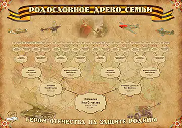 Купить победный шаблон родословного древа героев